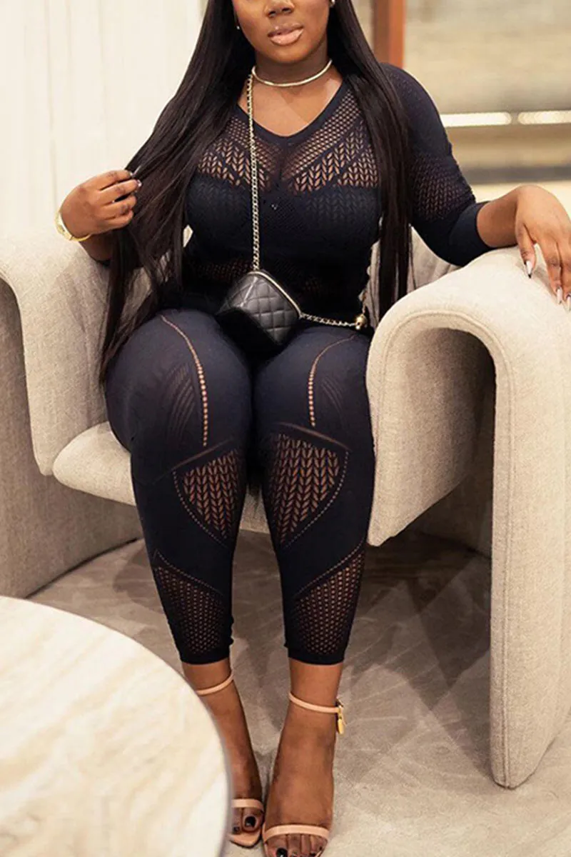 JC604 Crochet Mesh Jumpsuits