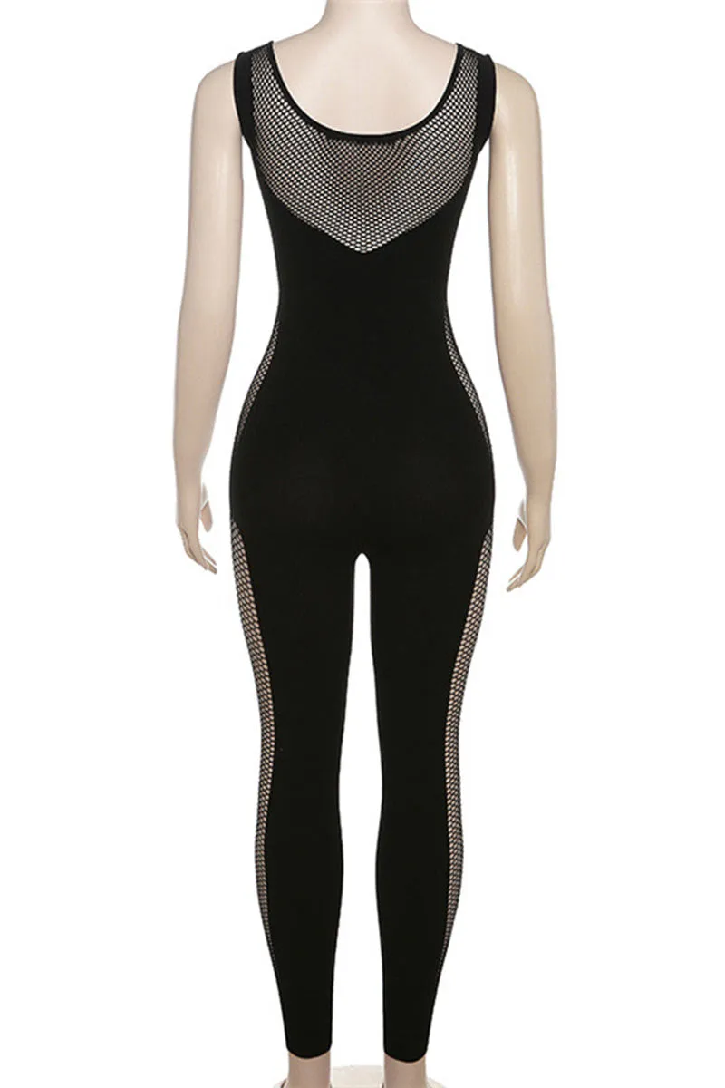 JG0496 Mesh Sleeveless Jumpsuits