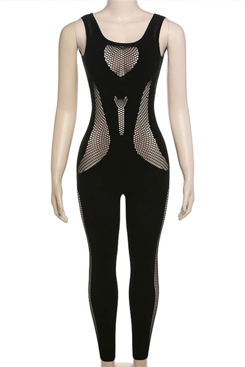 JG0496 Mesh Sleeveless Jumpsuits