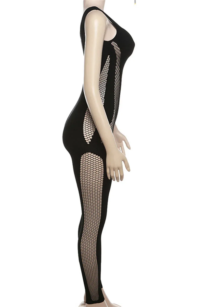 JG0496 Mesh Sleeveless Jumpsuits