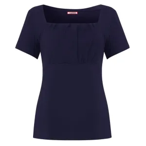 Joe Browns 16 Navy Minnie Ruched Front Jersey Top