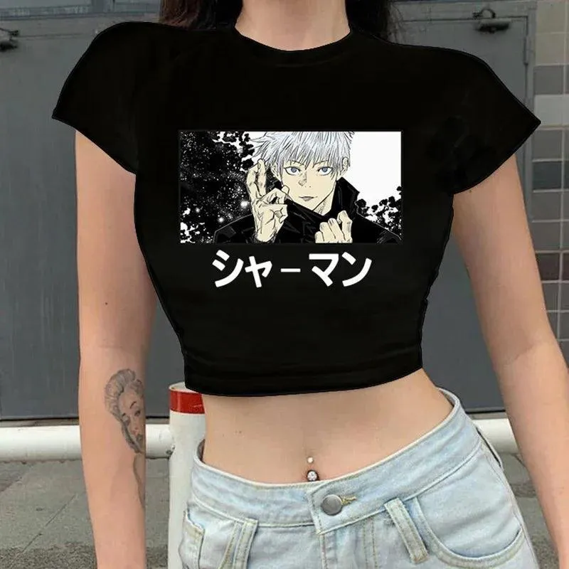 Jujutsu Kaisen Crop Tops | Black