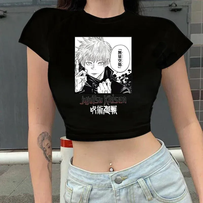Jujutsu Kaisen Crop Tops | Black