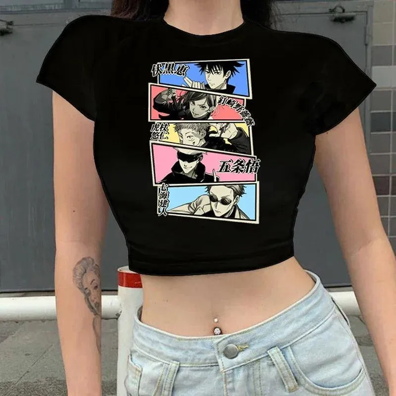 Jujutsu Kaisen Crop Tops | Black