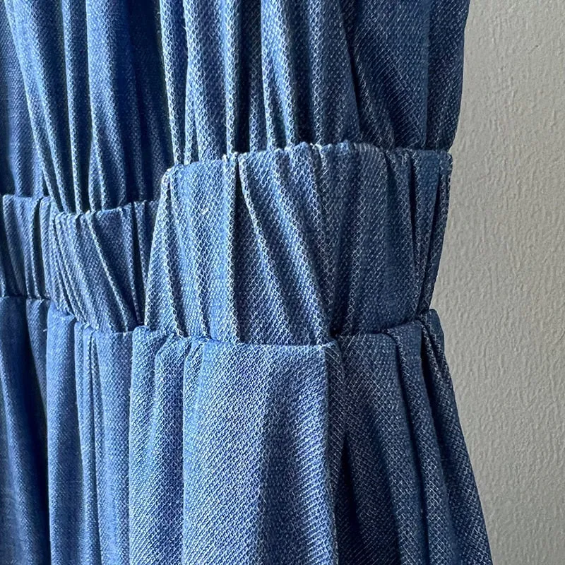 [Korean Style] Denim Halter Romper Wide Leg Jumpsuit