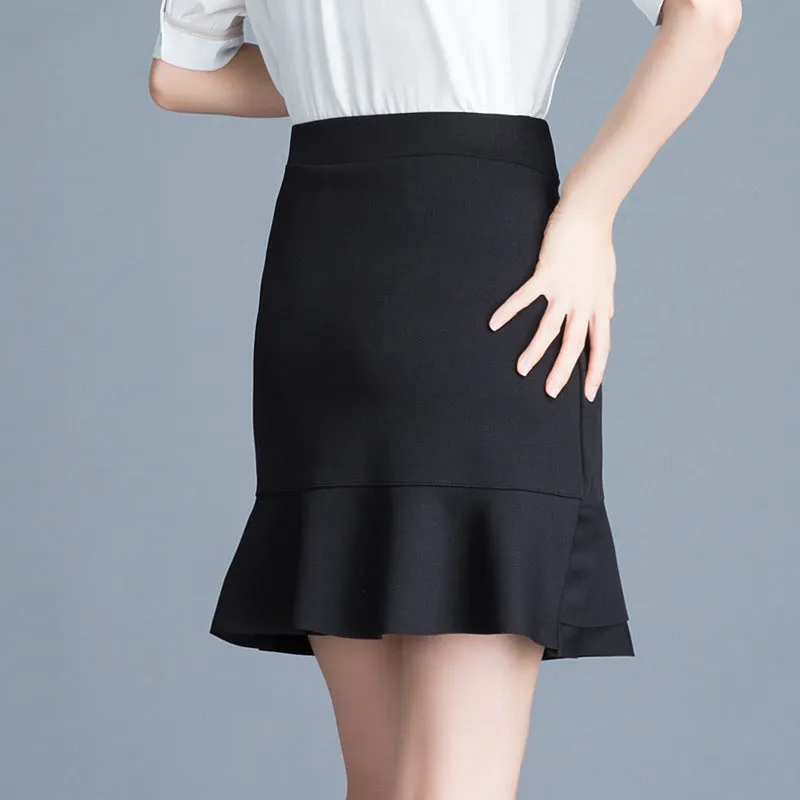 Korean Women Lace Ruffle High Waist Anti-Exposed Hip Flattering A-Line Skirt