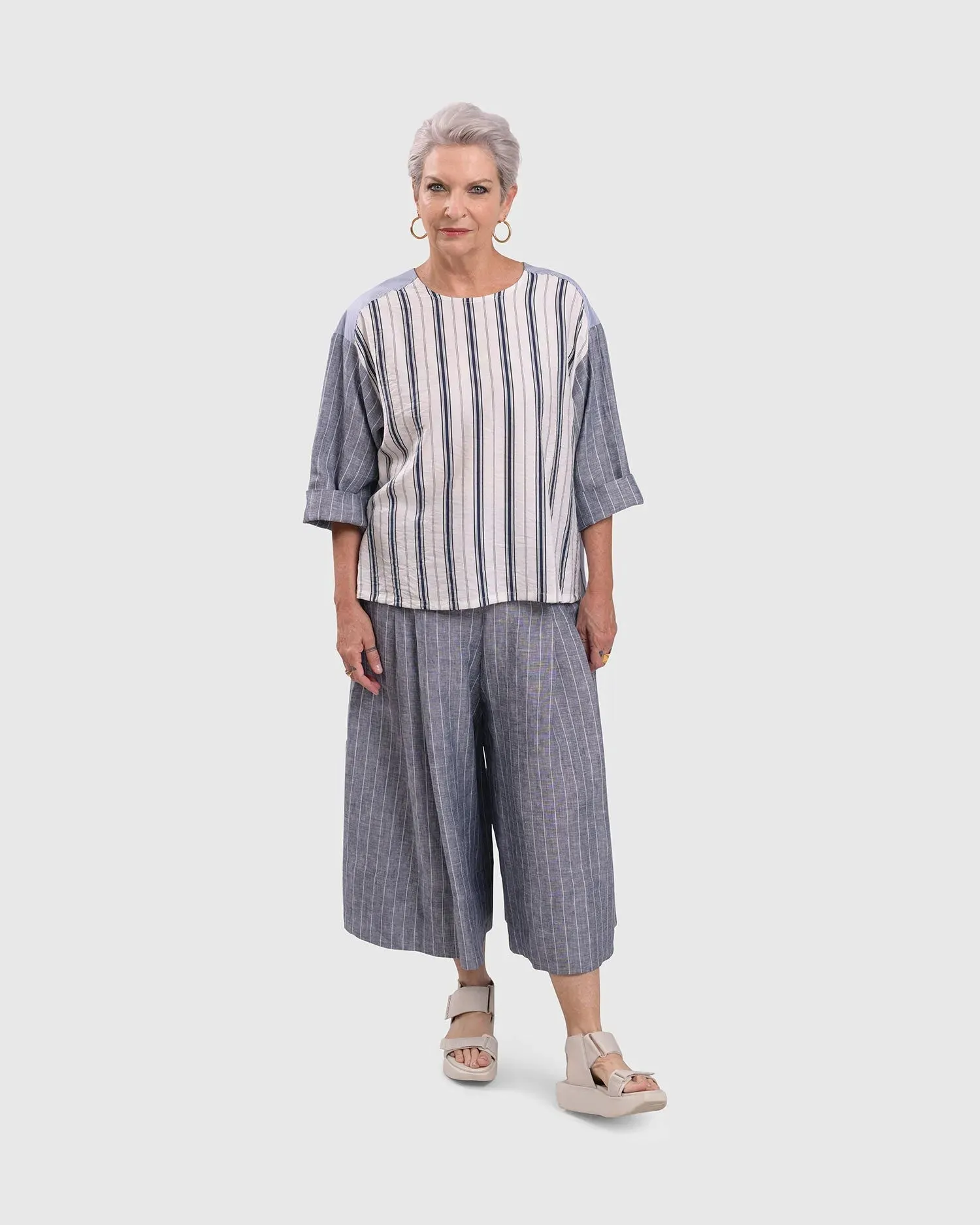 Linea Palazzo Crop Pants, Sky