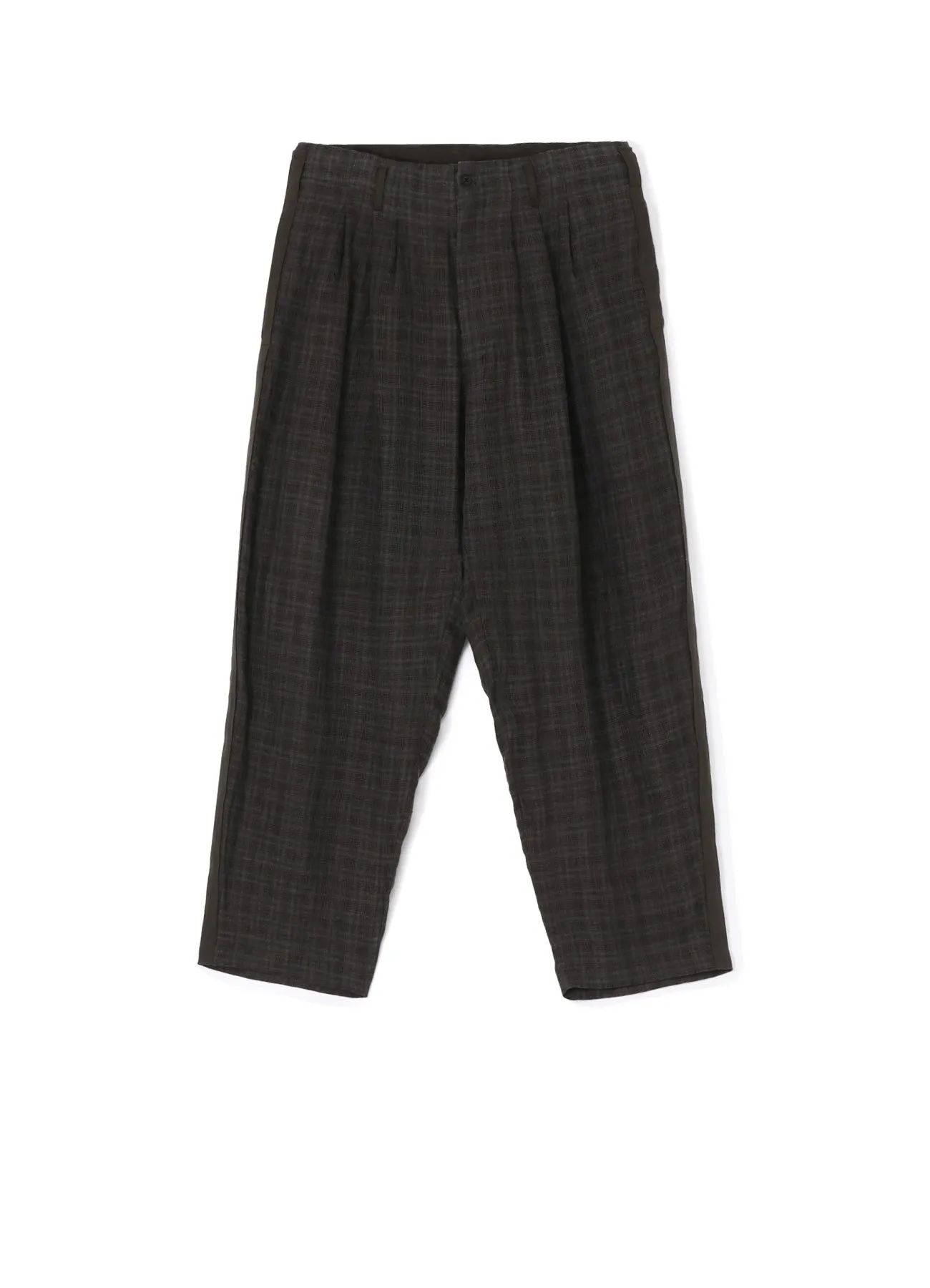 LINEN TWILL PLAID PANTS WITH SIDE TAPE