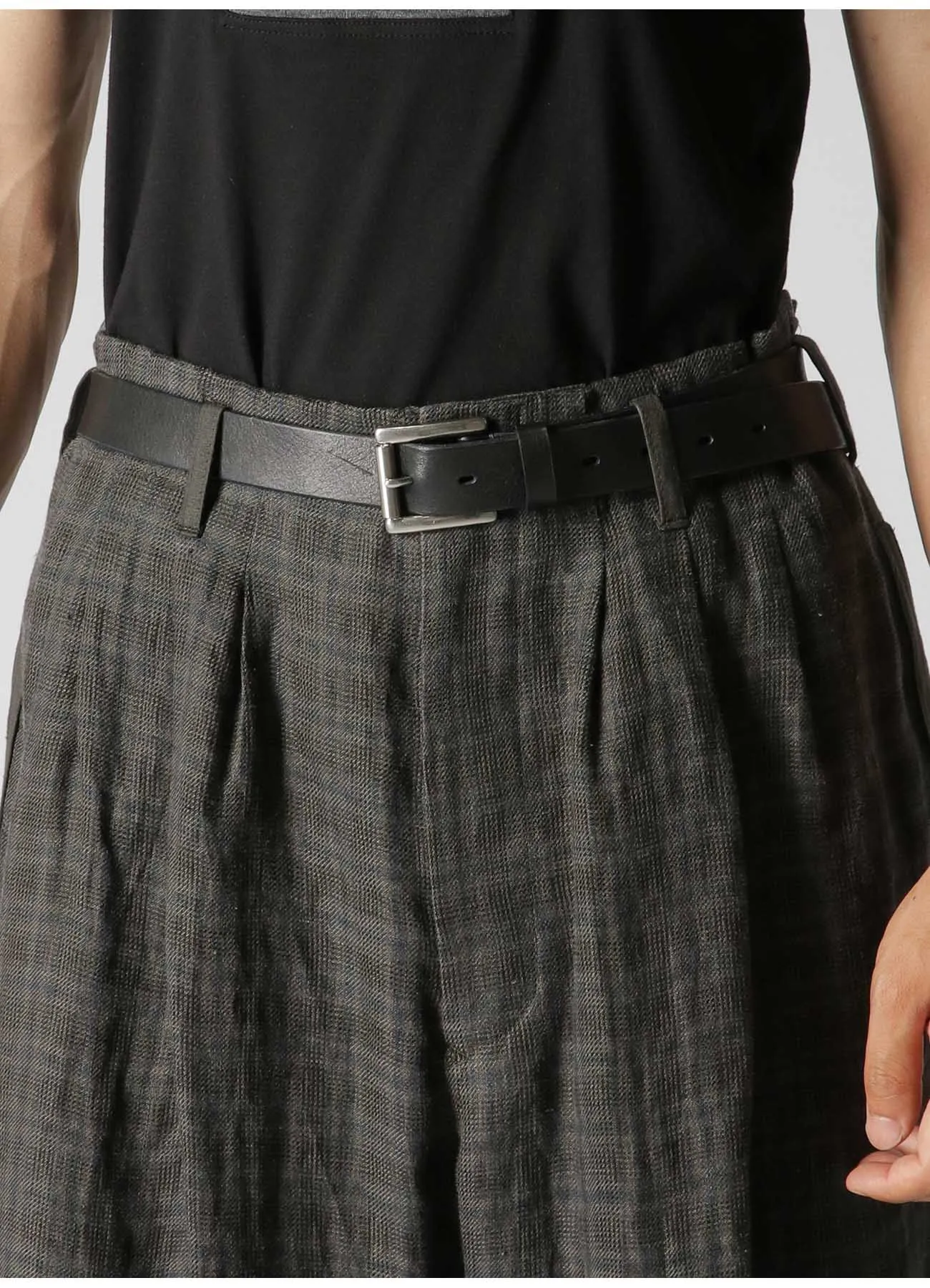 LINEN TWILL PLAID PANTS WITH SIDE TAPE