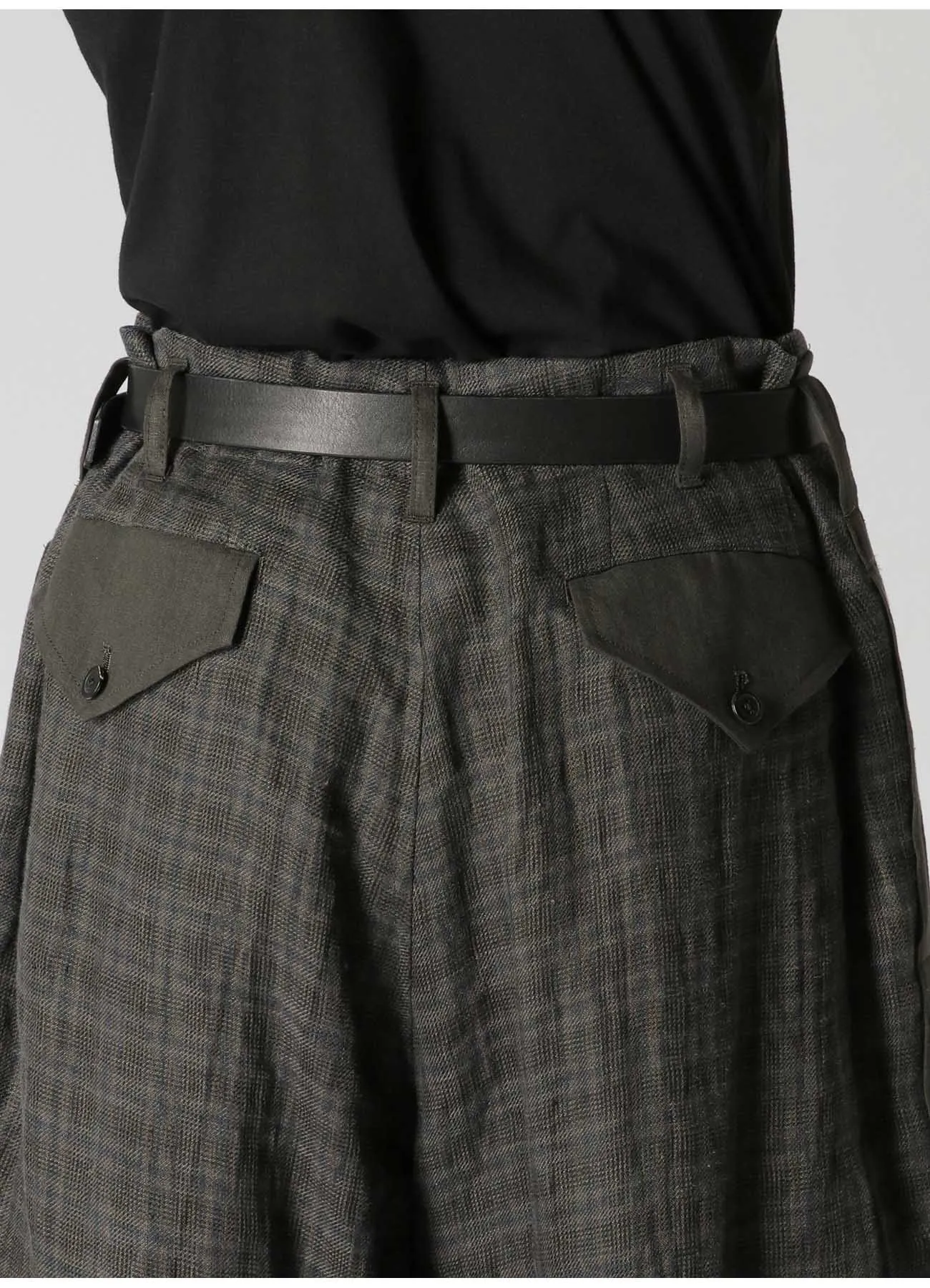 LINEN TWILL PLAID PANTS WITH SIDE TAPE