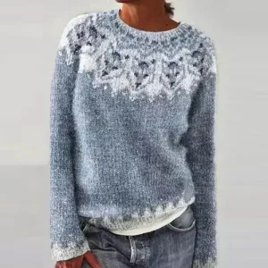 Long Sleeve Crewneck Knitted Pullover Fall Casual Loose Sweater