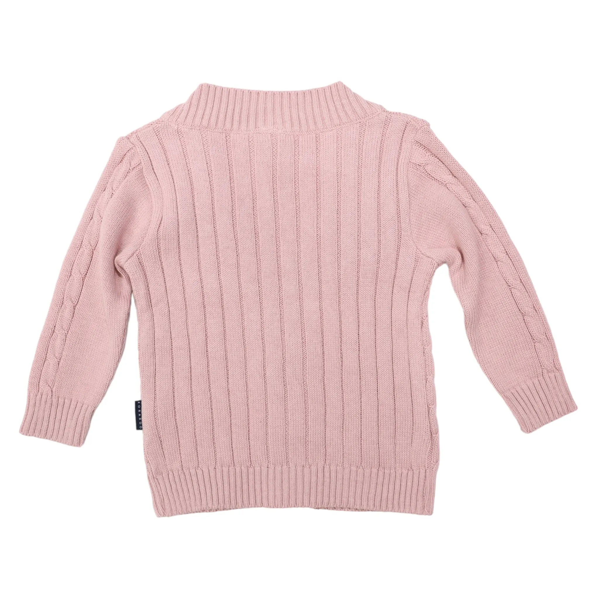 Long Textured Knit Cardigan Dusty Pink