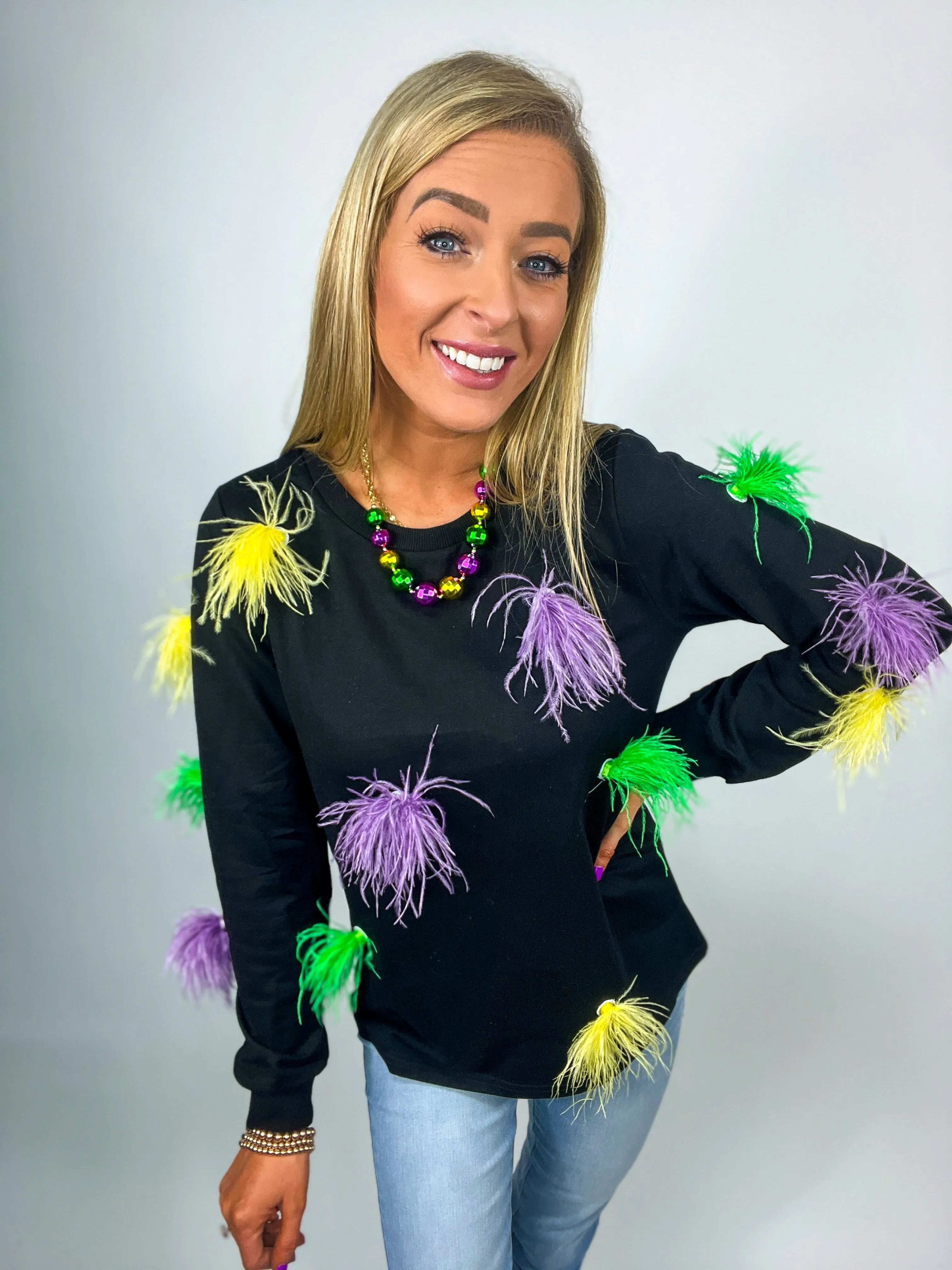 Mardi Gras Feather Top
