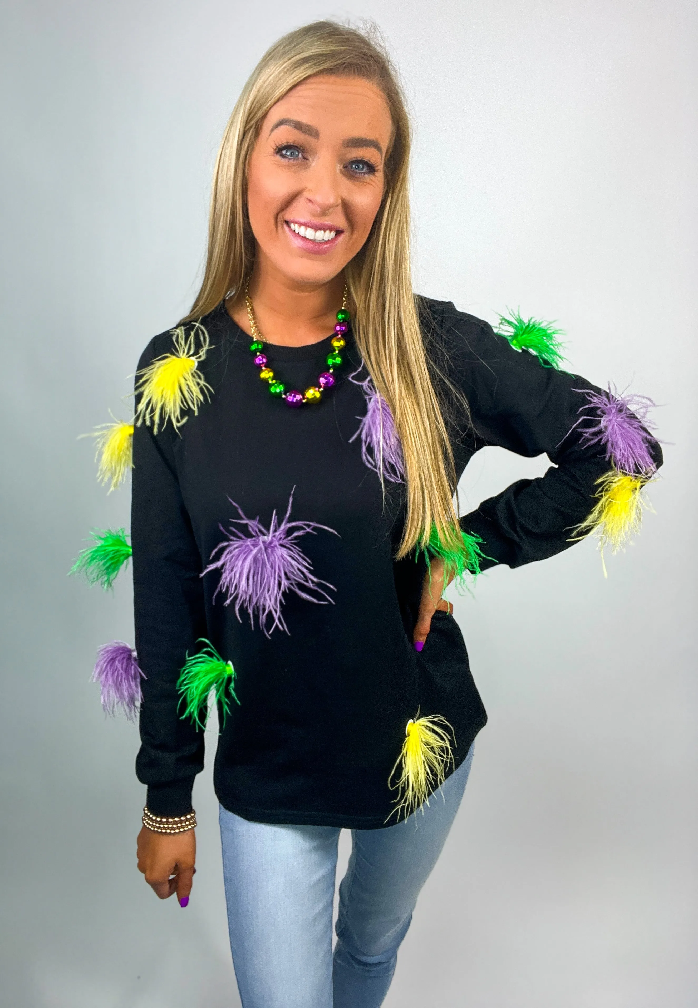 Mardi Gras Feather Top