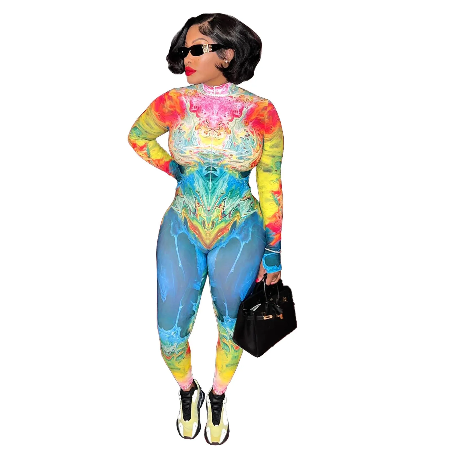 MB FASHION Vibrant High-Neck Full-Body Jumpsuits 6707LY