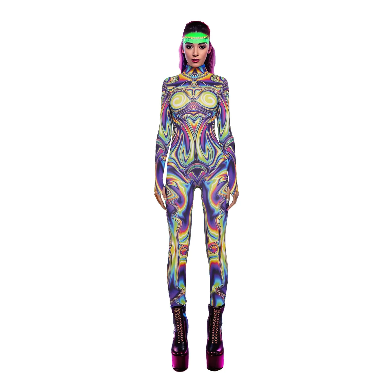 MB FASHION Vibrant High-Neck Full-Body Jumpsuits 6707LY
