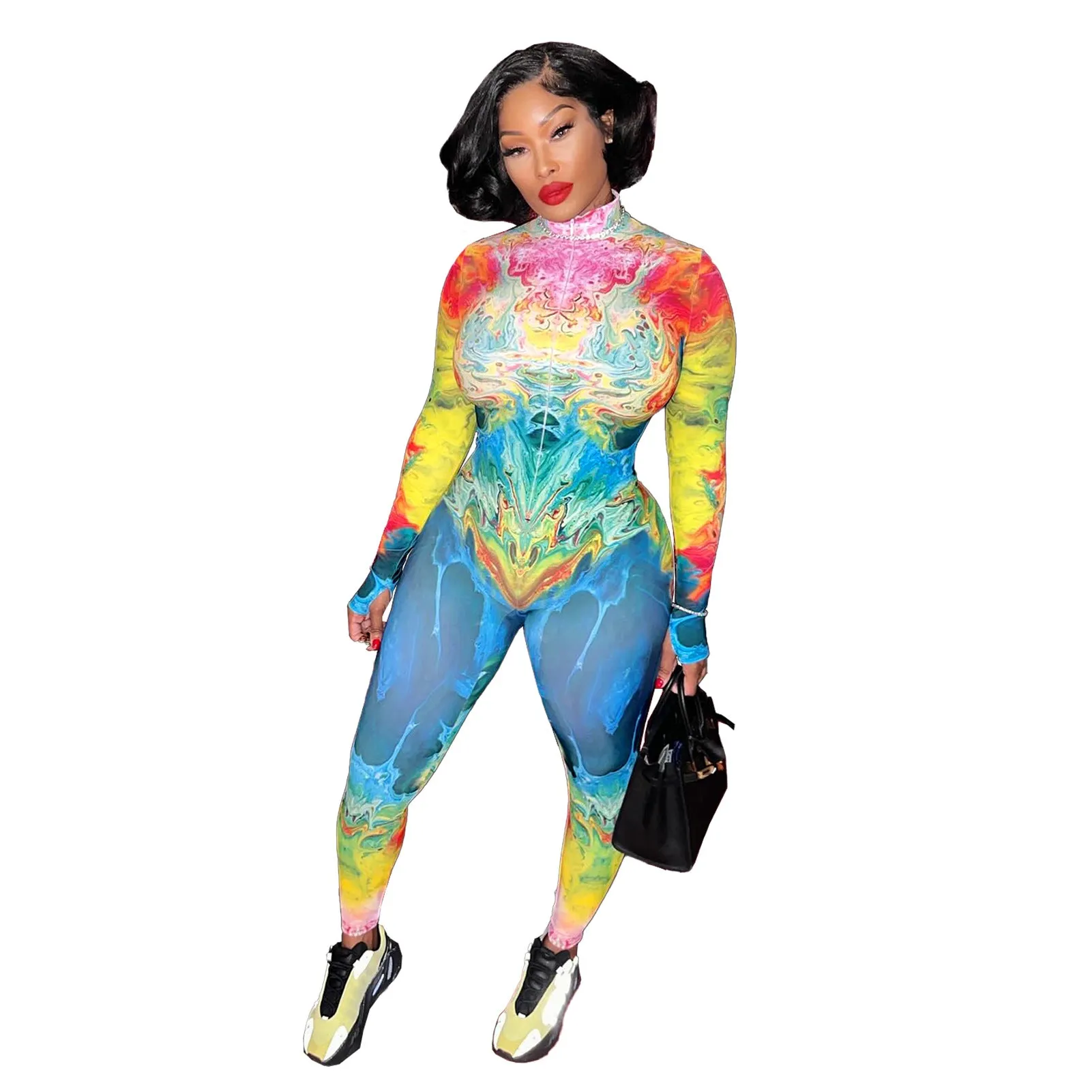 MB FASHION Vibrant High-Neck Full-Body Jumpsuits 6707LY