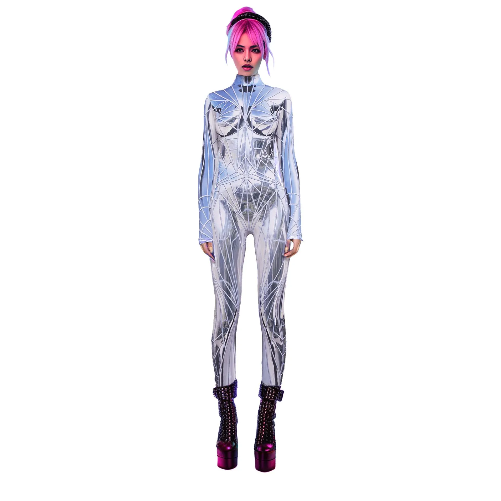 MB FASHION Vibrant High-Neck Full-Body Jumpsuits 6707LY