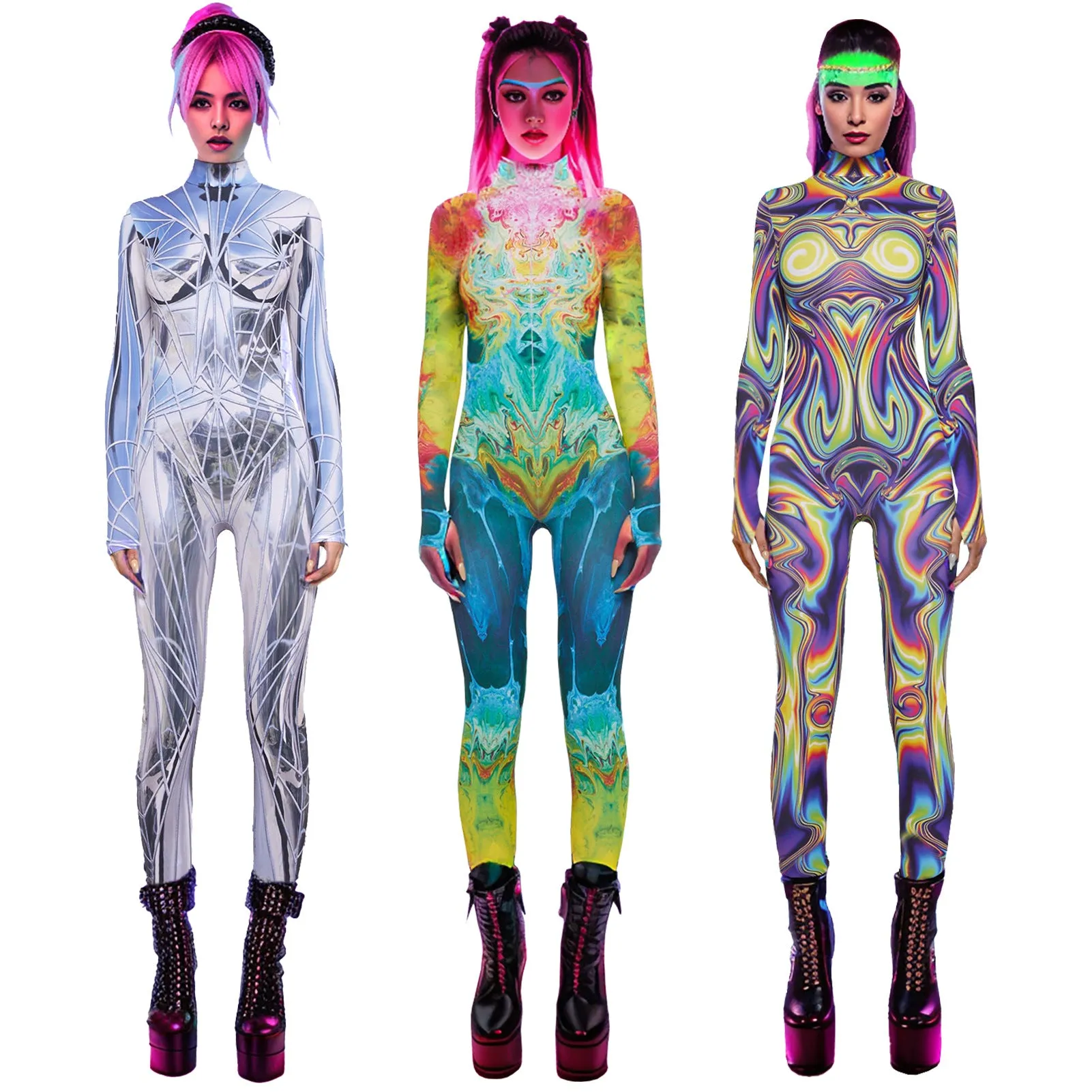 MB FASHION Vibrant High-Neck Full-Body Jumpsuits 6707LY