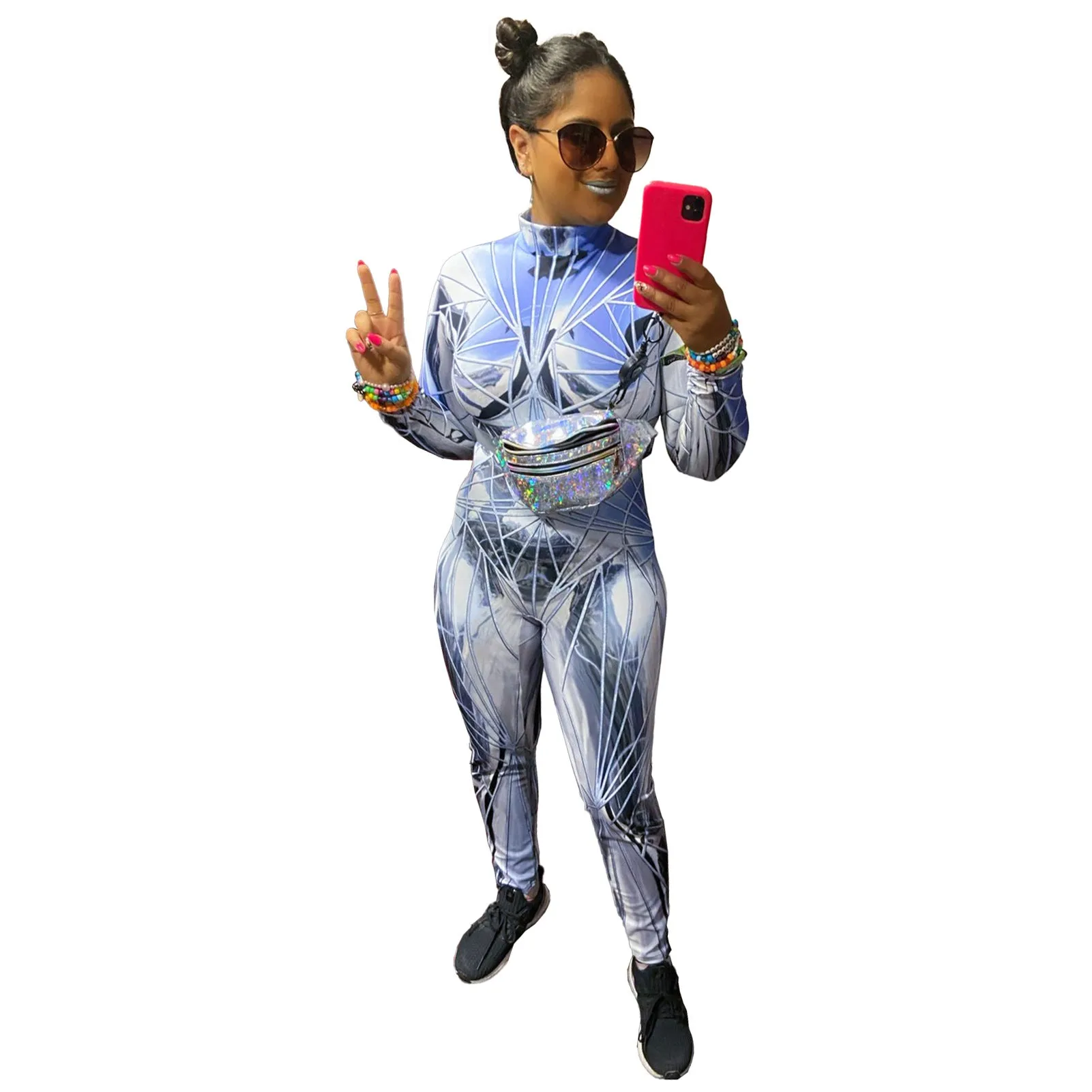 MB FASHION Vibrant High-Neck Full-Body Jumpsuits 6707LY