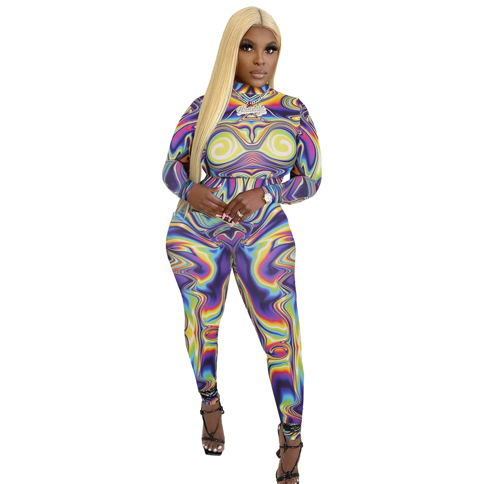 MB FASHION Vibrant High-Neck Full-Body Jumpsuits 6707LY