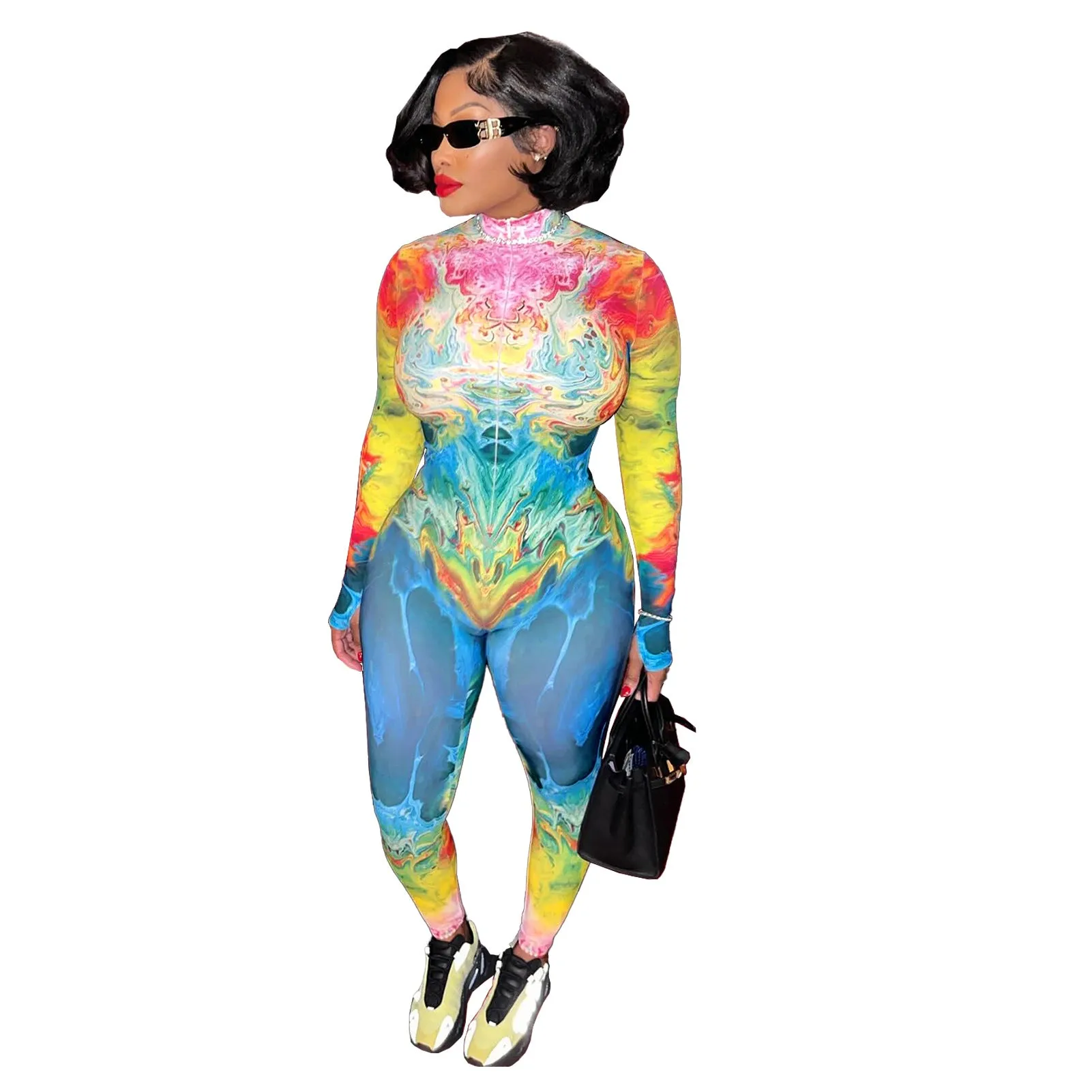 MB FASHION Vibrant High-Neck Full-Body Jumpsuits 6707LY