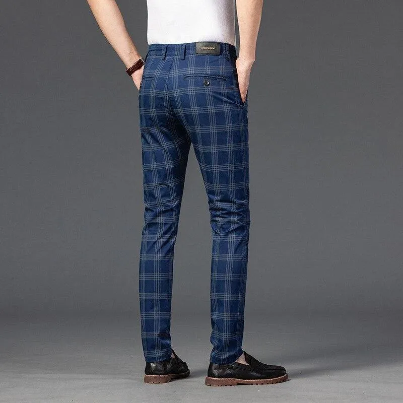 Men's Business Plaid Regular Fit Pants