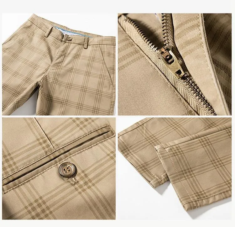 Men's Business Plaid Regular Fit Pants