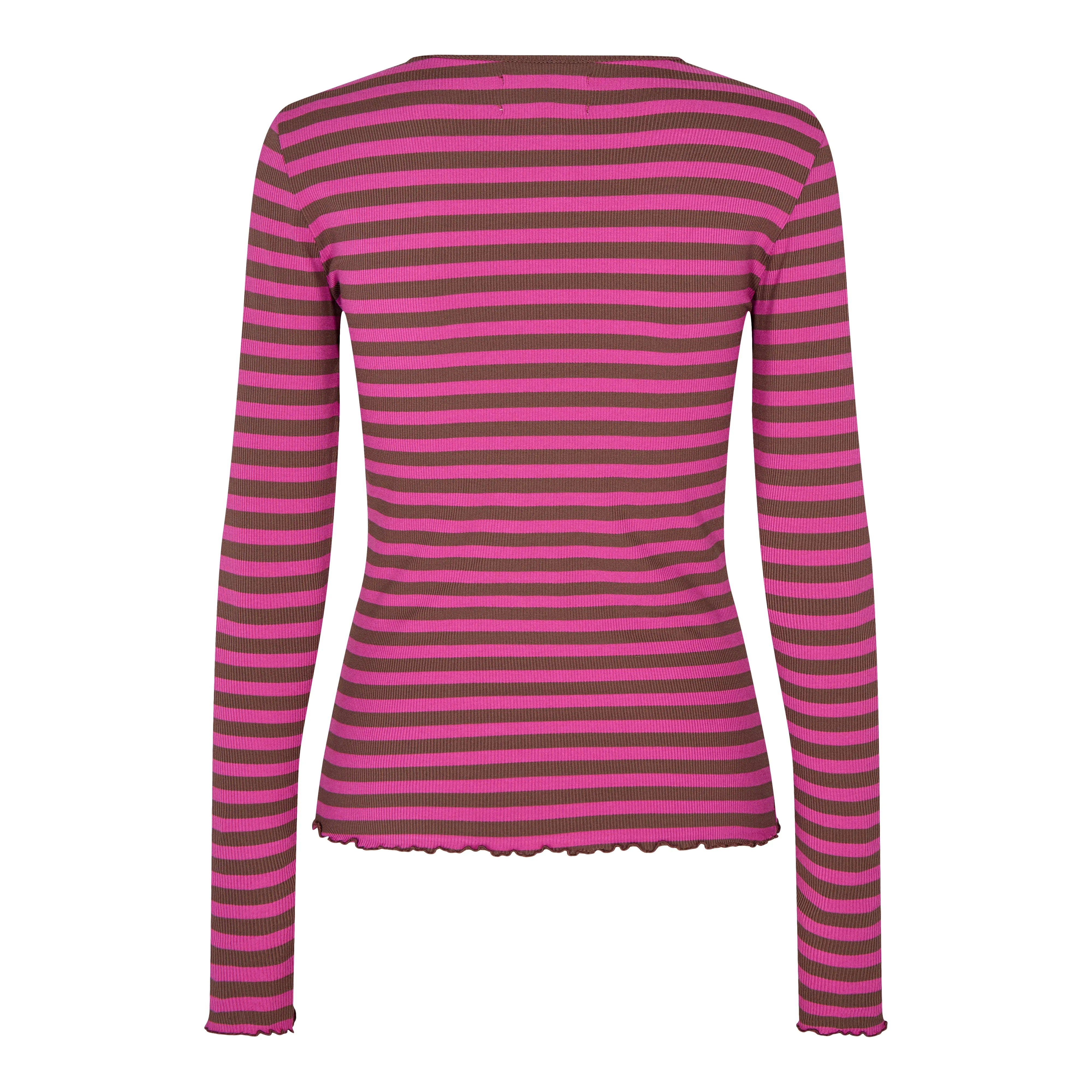 NATALIA LS ROUND NECK  BLOUSE - CHOCO PINK STRIPE