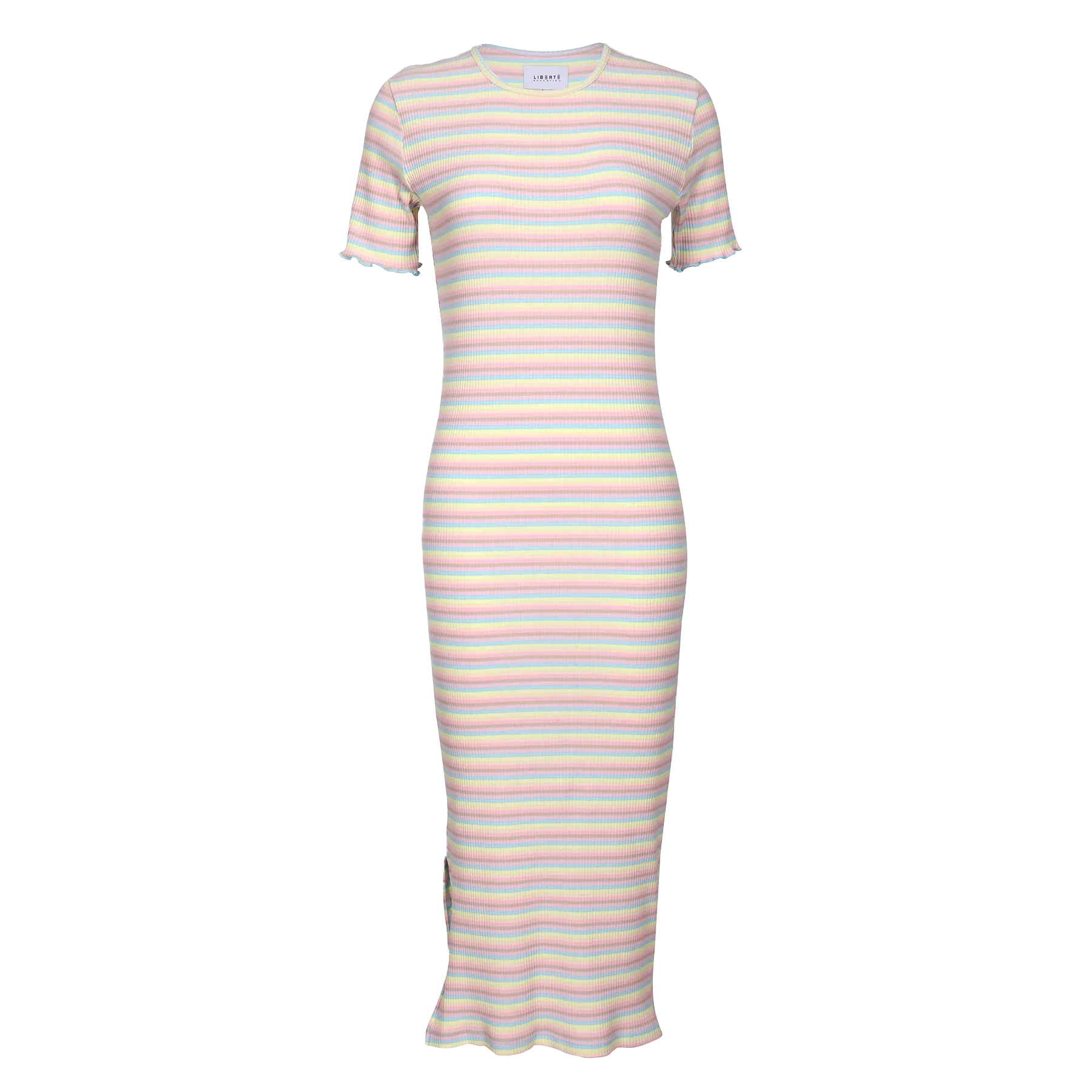NATALIA-SS-DRESS - DUSTY MULTICOLOR STRIPE
