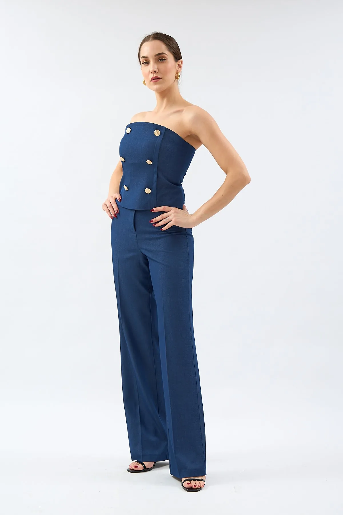 Navy Blue Fit Cut Trousers