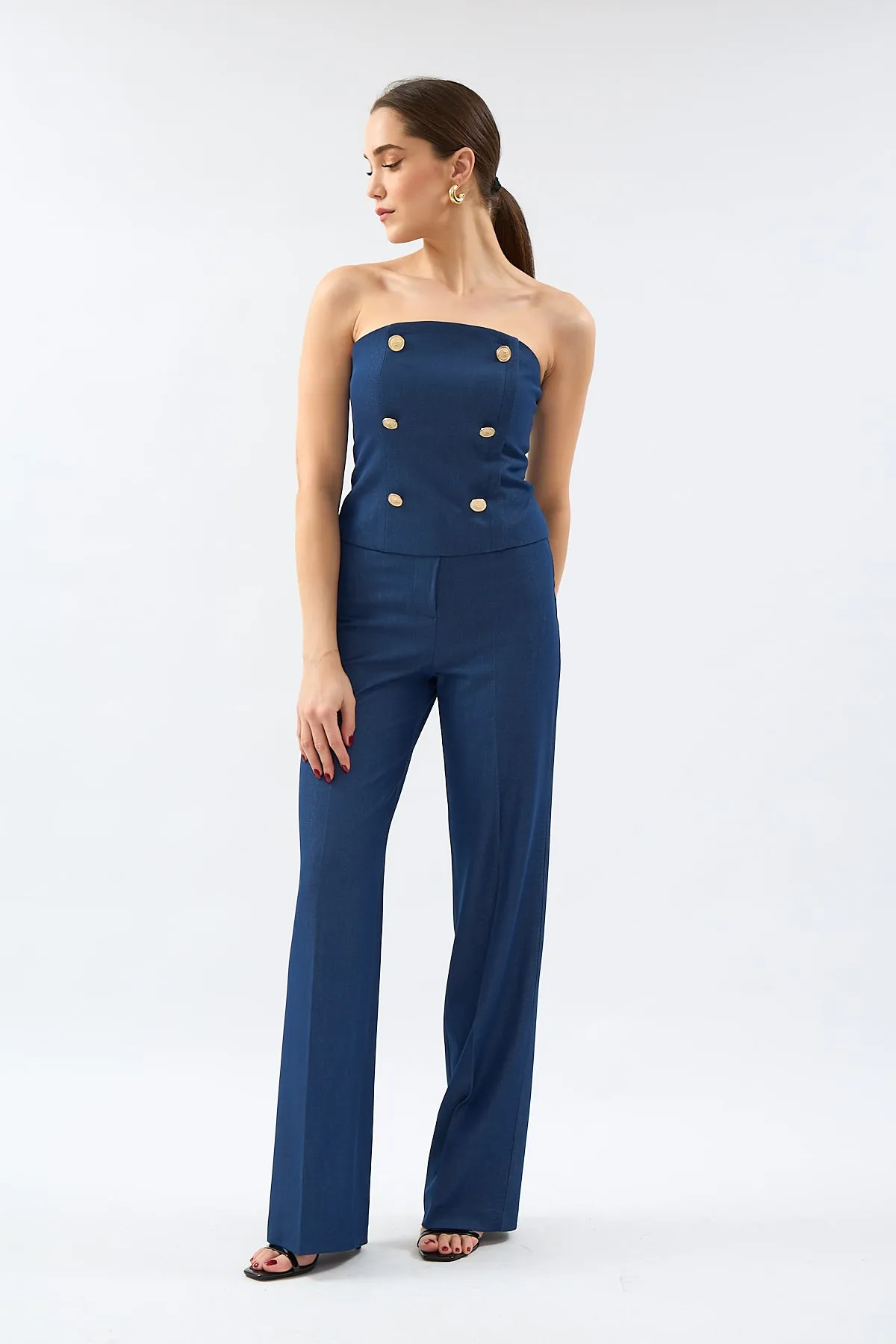 Navy Blue Fit Cut Trousers