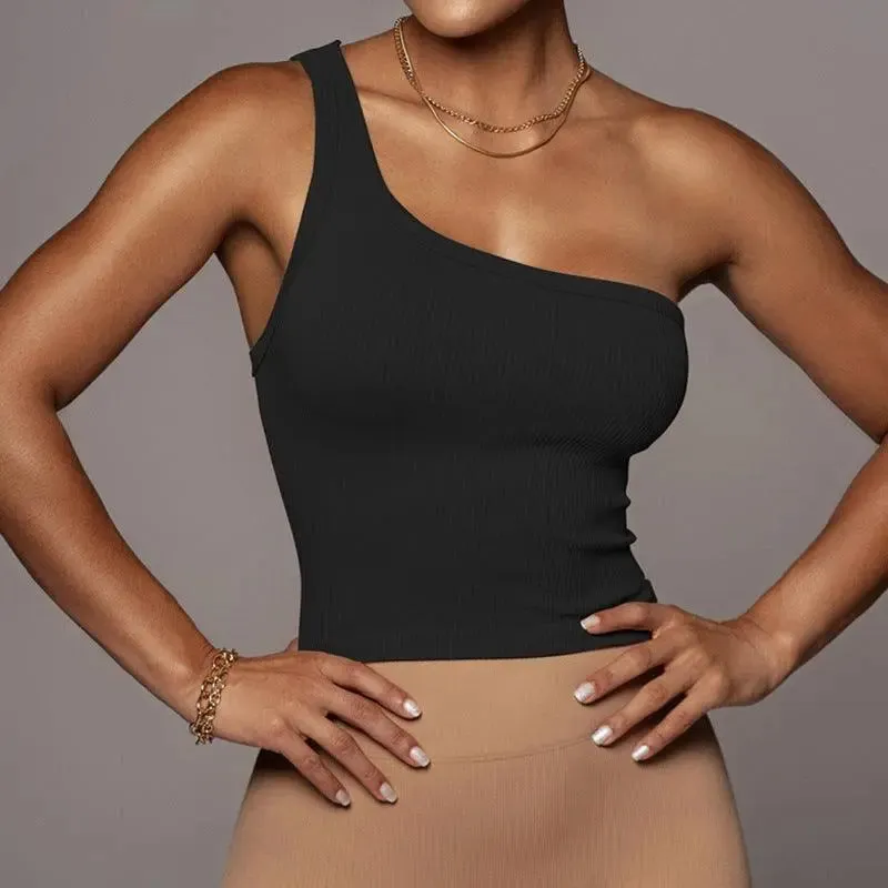 One Shoulder Ribbed Top
