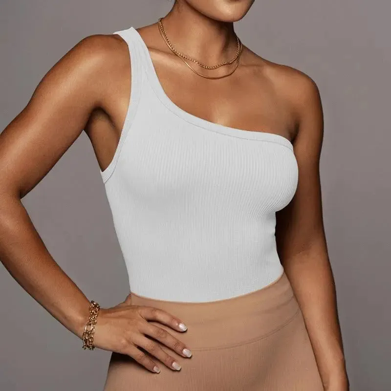 One Shoulder Ribbed Top