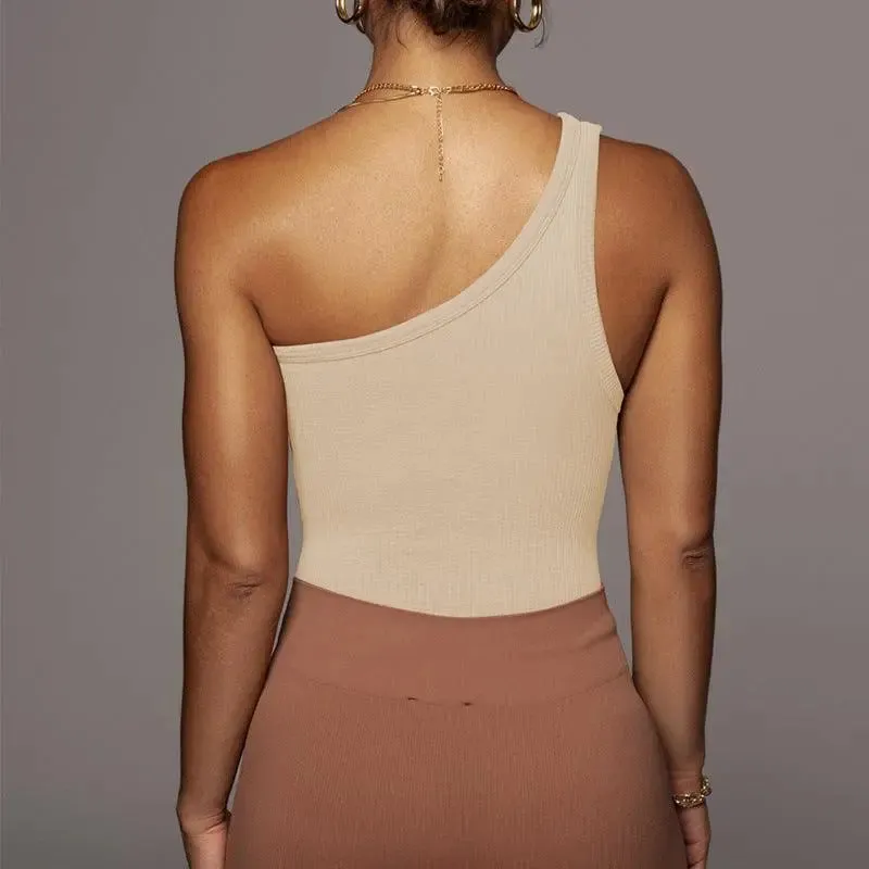 One Shoulder Ribbed Top