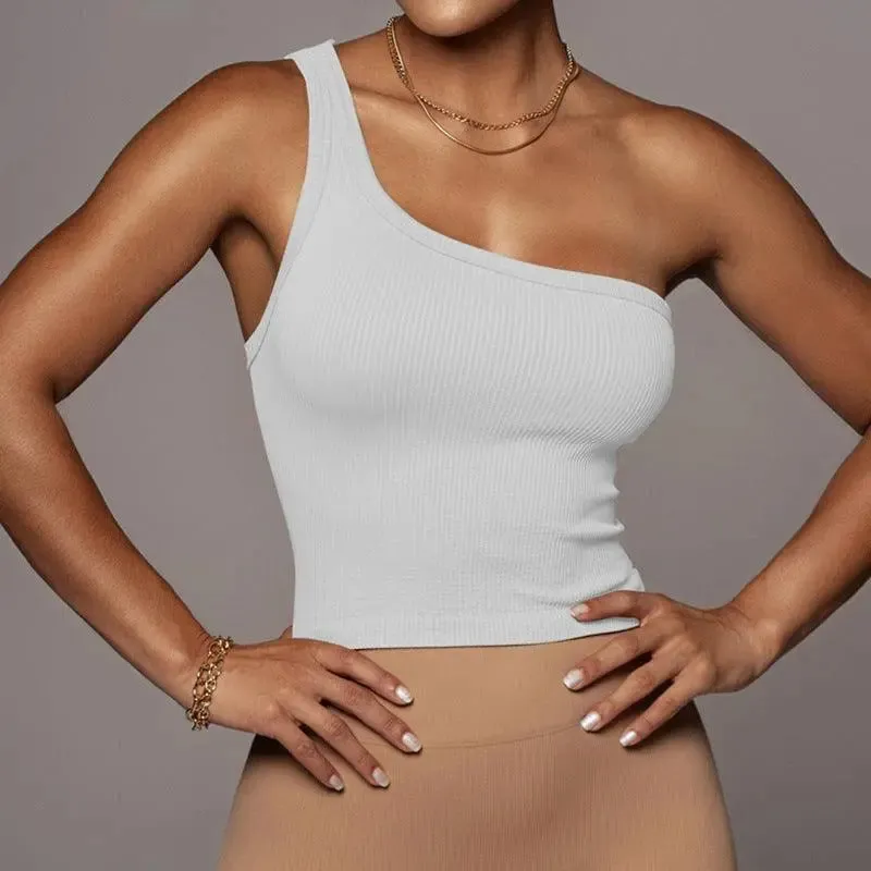 One Shoulder Ribbed Top