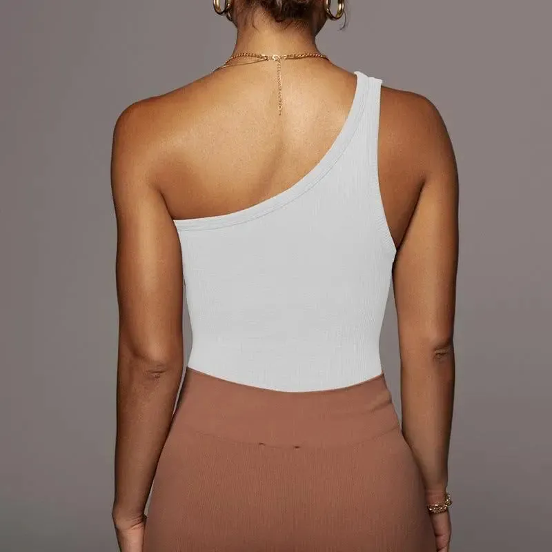 One Shoulder Ribbed Top