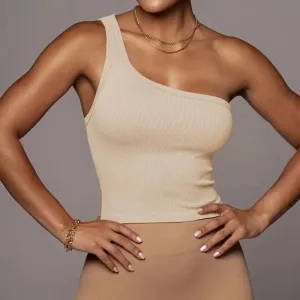 One Shoulder Ribbed Top