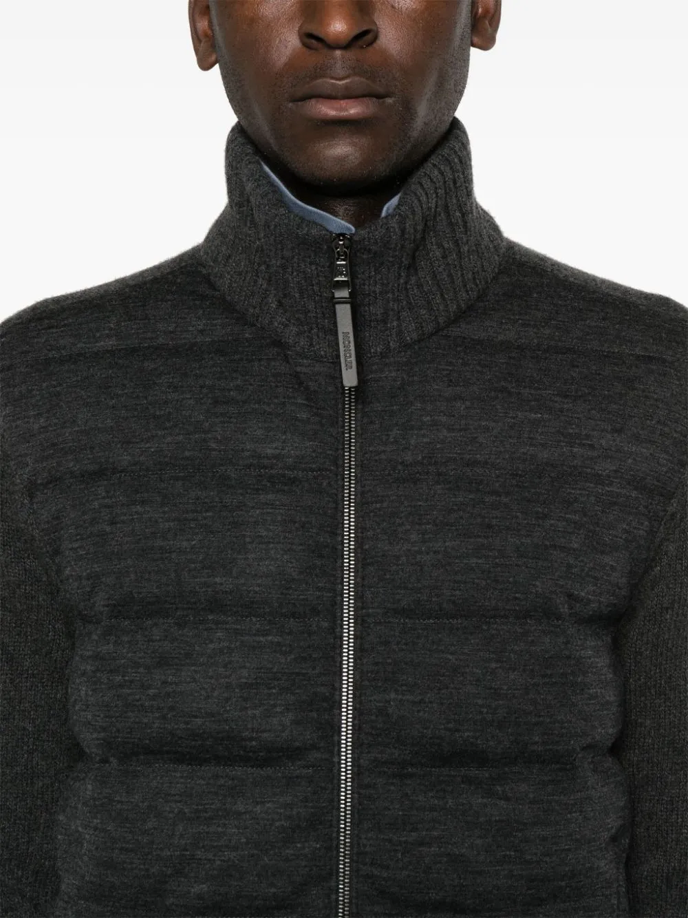 padded zip-up cardigan