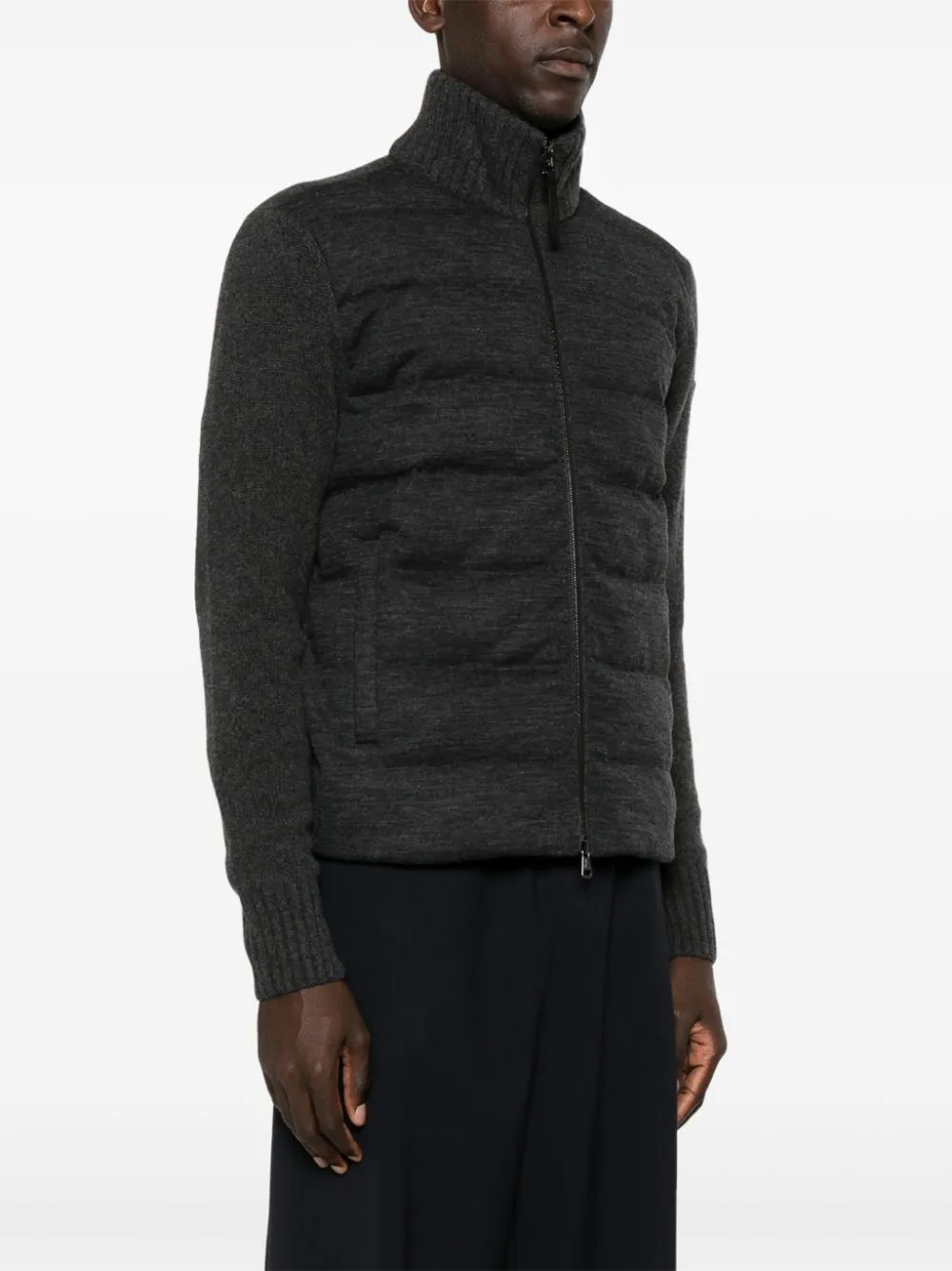padded zip-up cardigan