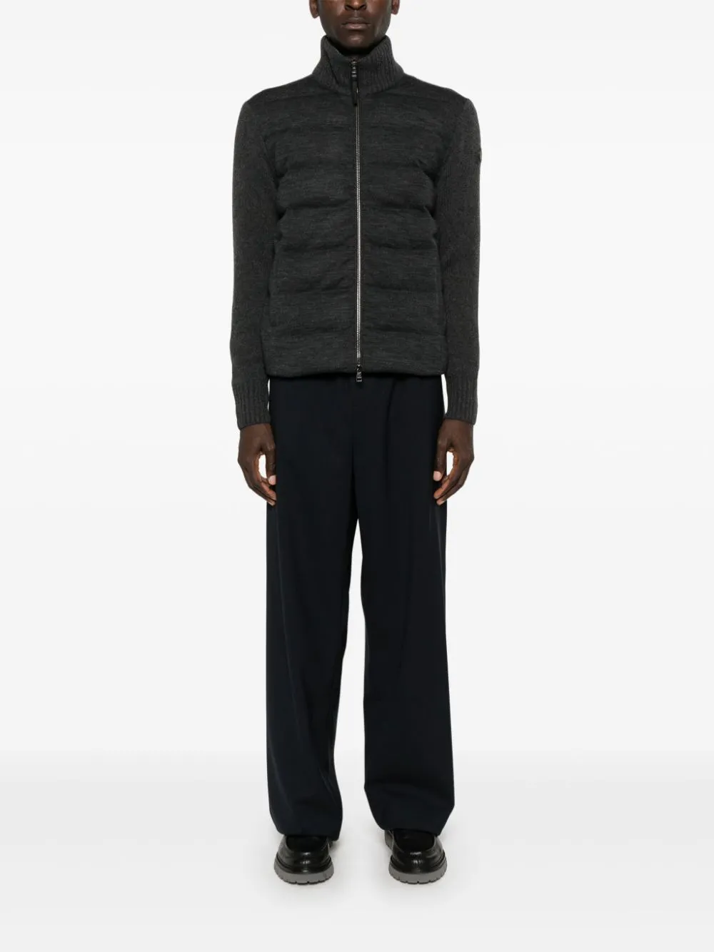 padded zip-up cardigan