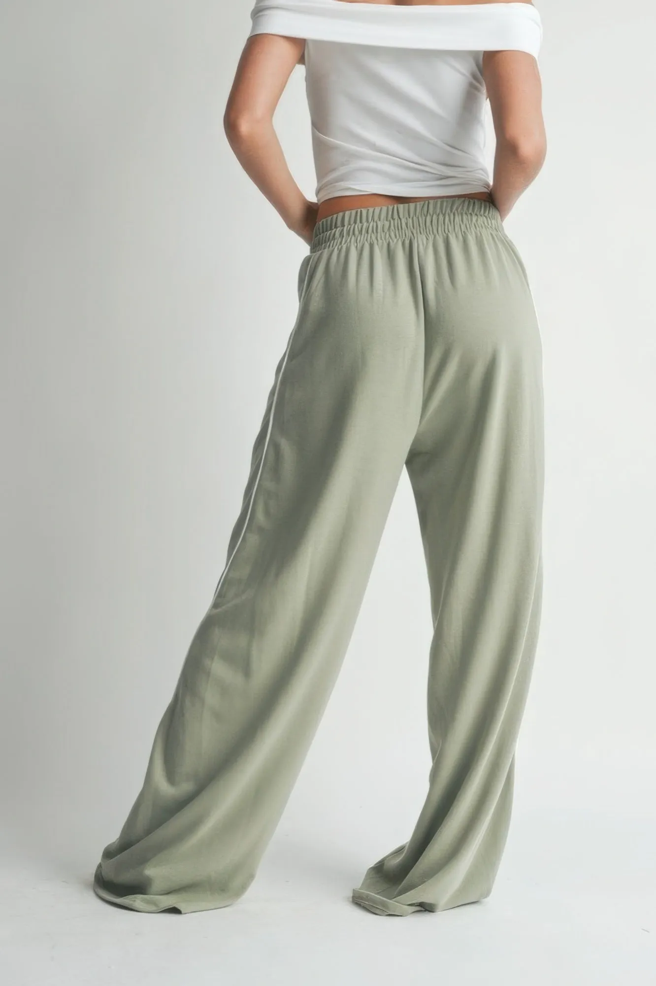 Piping Detail Drawstring Pants