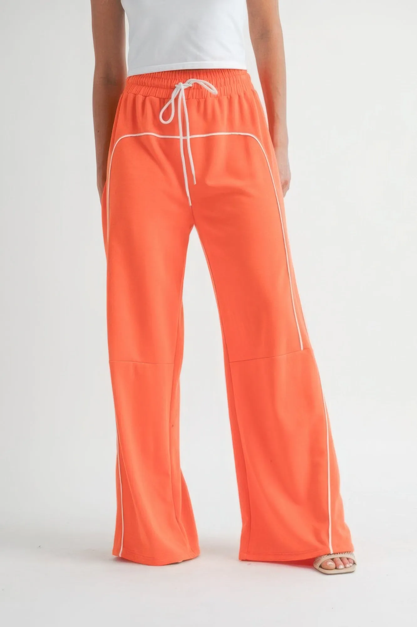 Piping Detail Drawstring Pants