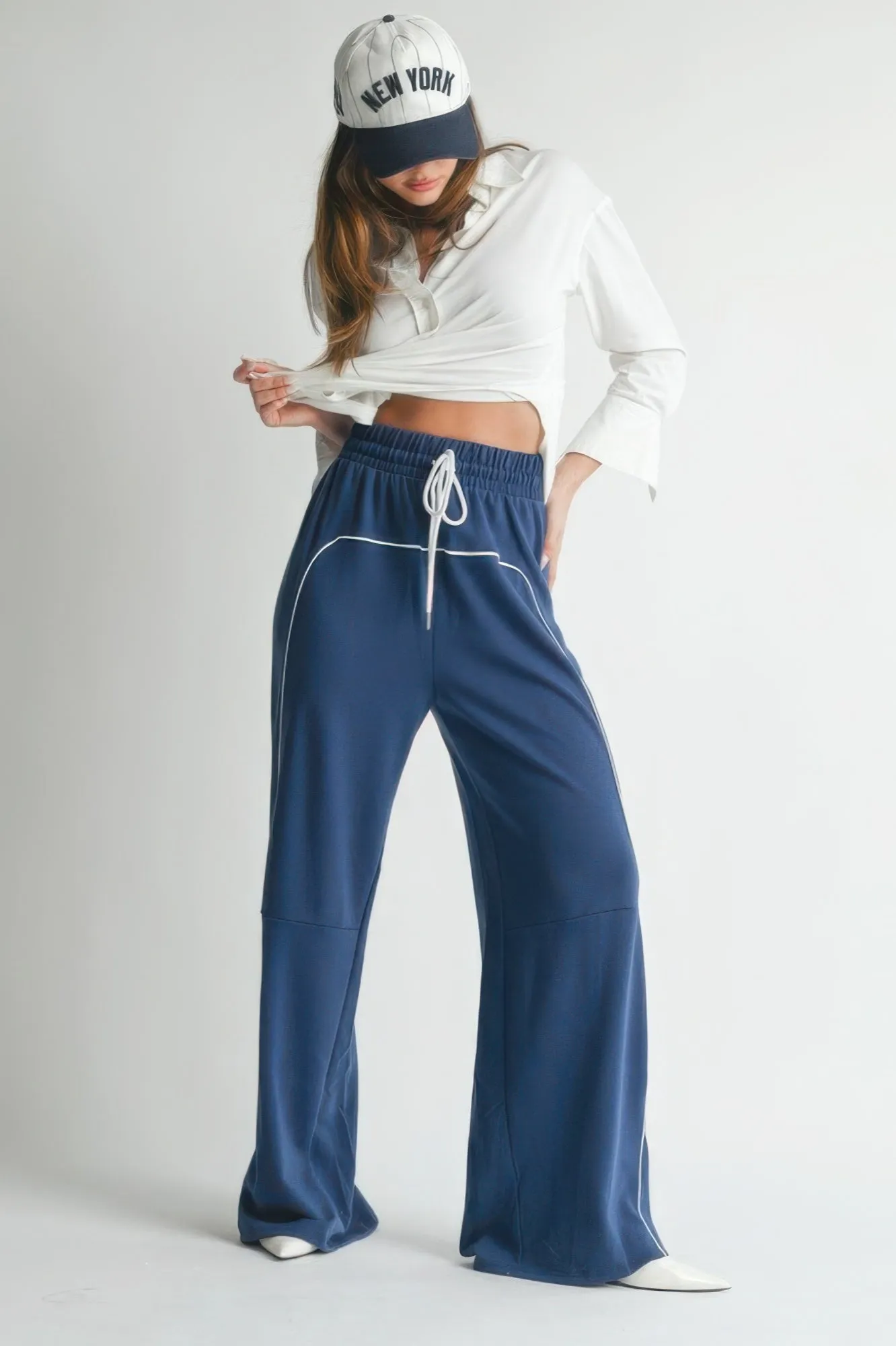Piping Detail Drawstring Pants