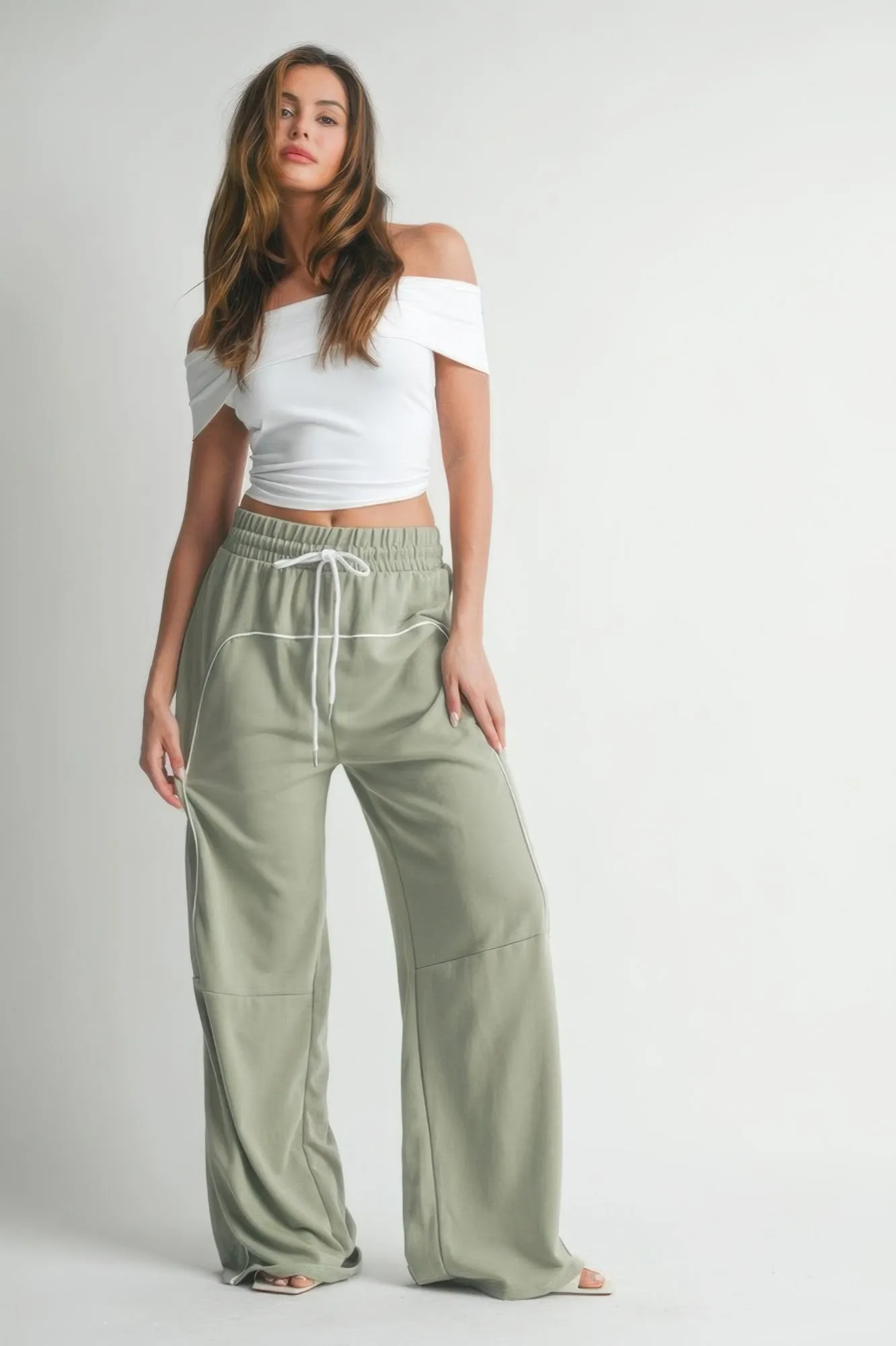 Piping Detail Drawstring Pants