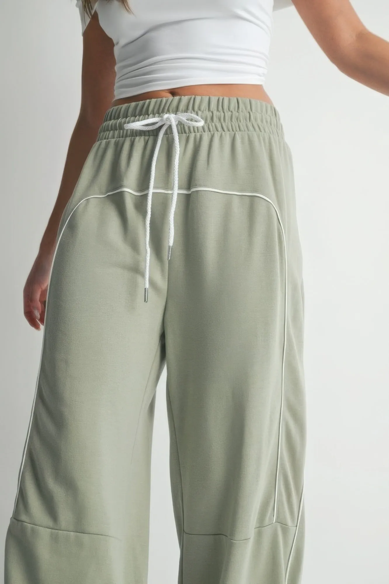 Piping Detail Drawstring Pants