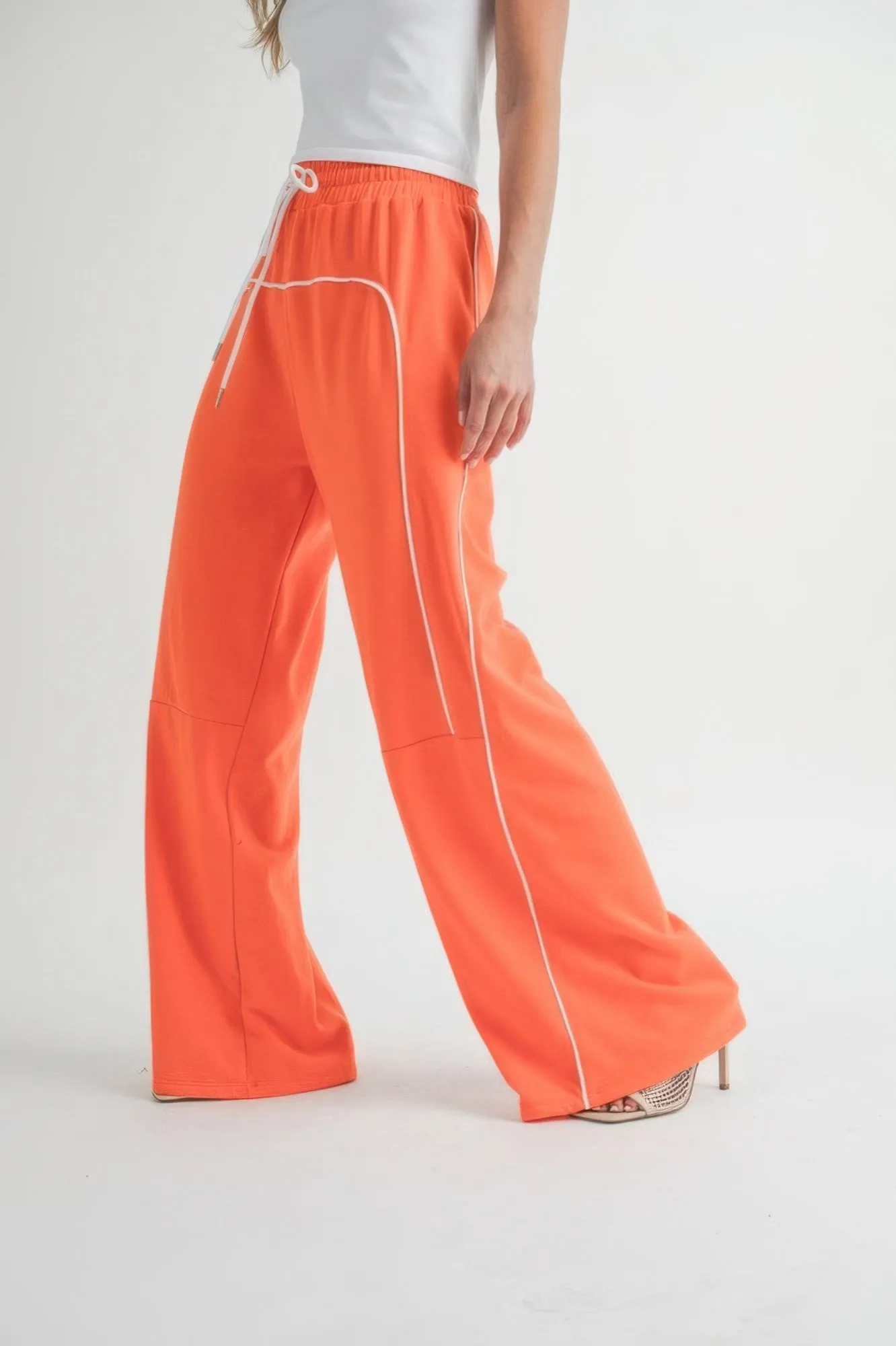 Piping Detail Drawstring Pants