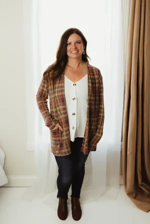 Plaid Elbow Patch Cardi