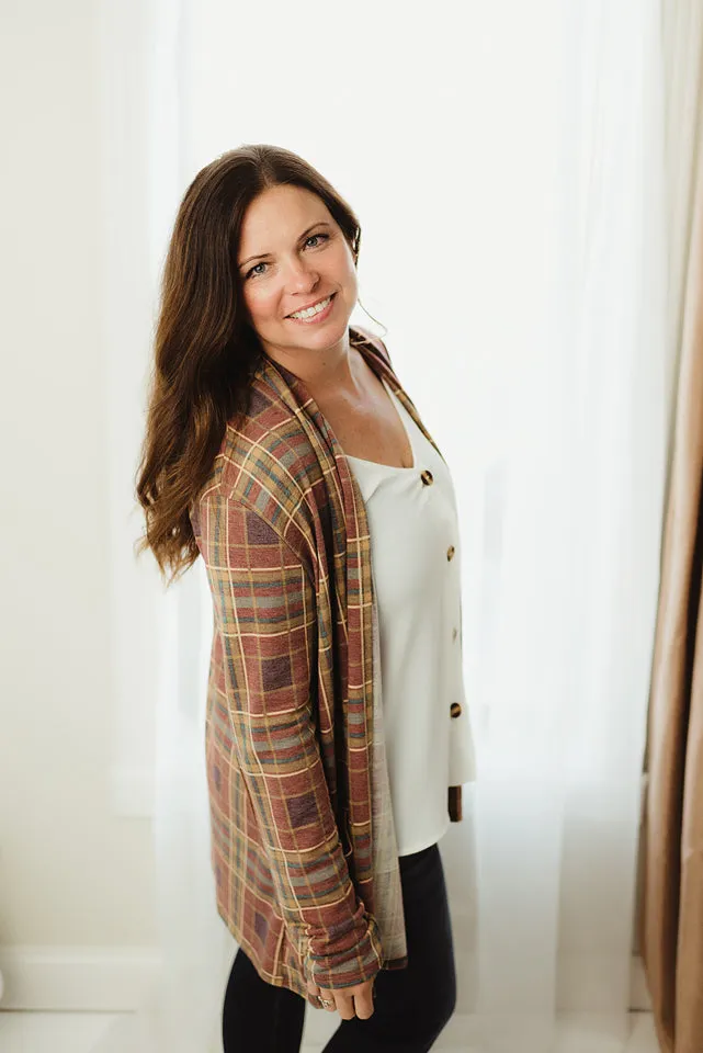Plaid Elbow Patch Cardi