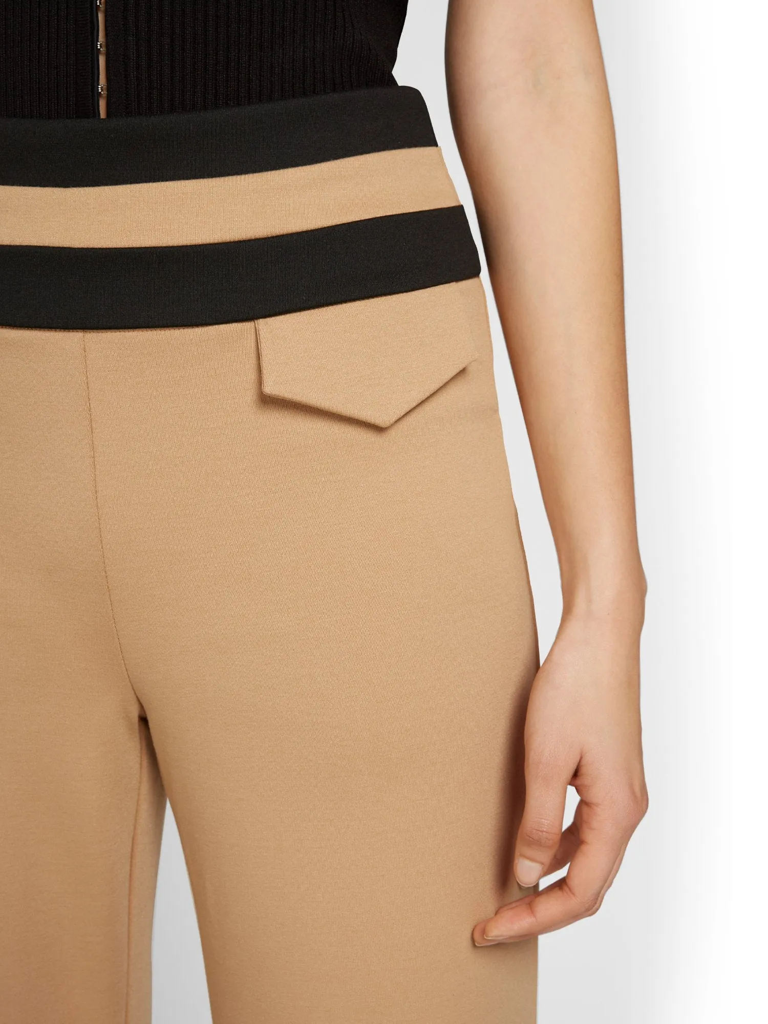 Pull-On Contrast-Stripe Wide-Leg Ponte Pant - Superflex